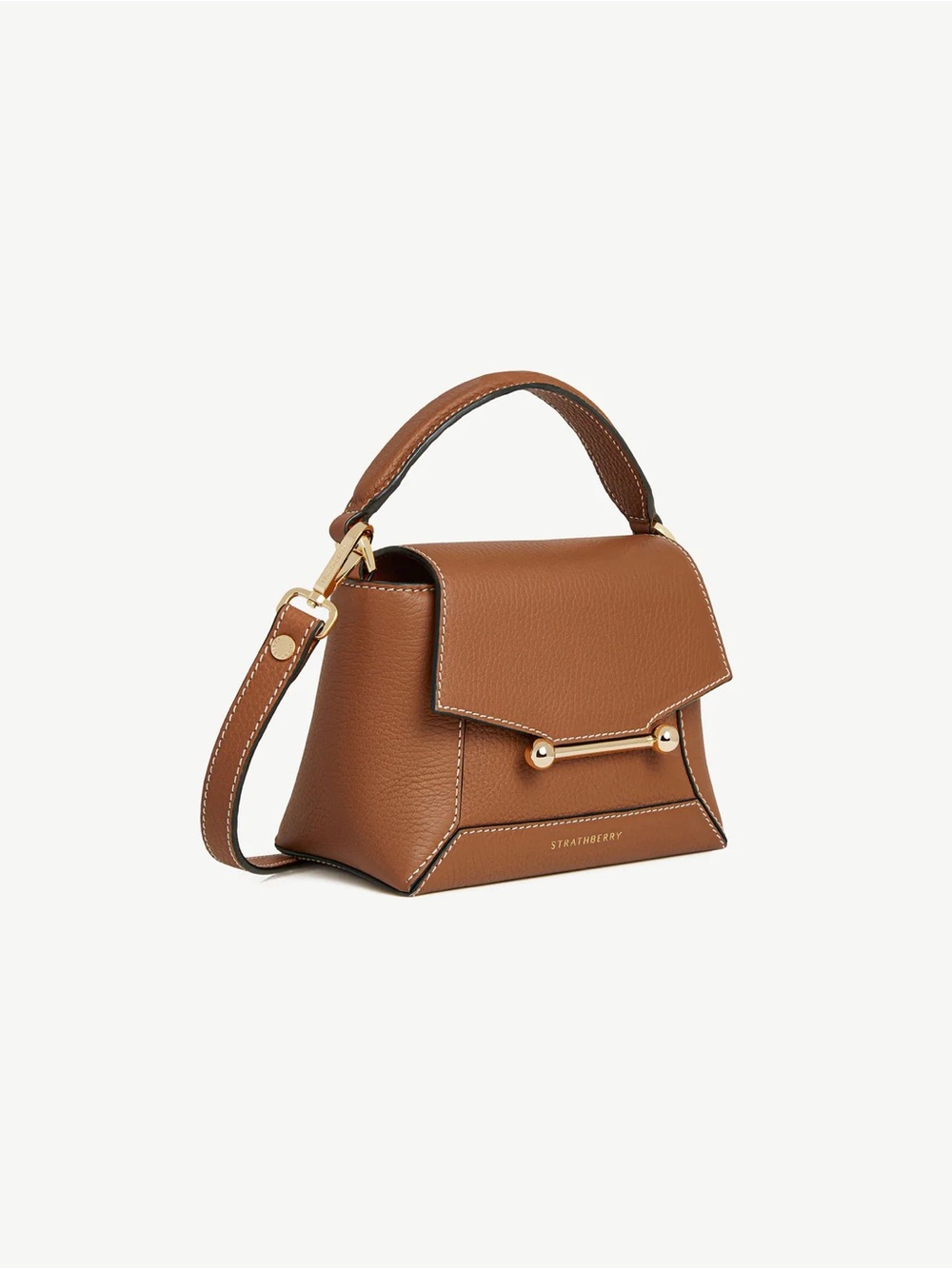 Strathberry Tan Leather Top-Handle Crossbody Bag Nano Mosaic like new - Picture 7 of 15